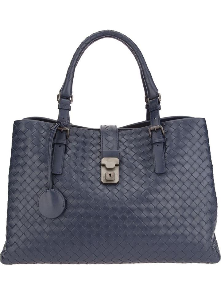 Bottega Veneta Medium Roma Tote, Women's, Blue, Calf Leather