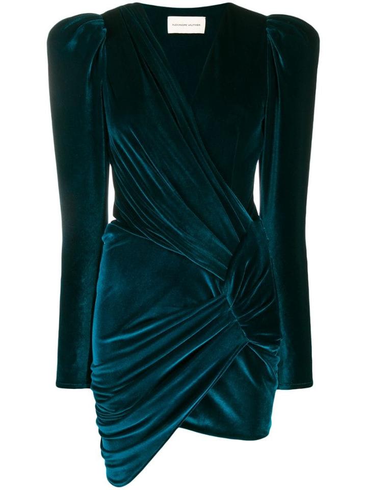 Alexandre Vauthier Ruched Velvet Dress - Blue