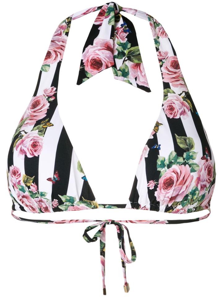 Dolce & Gabbana Rose Print Stripe Bikini - Multicolour