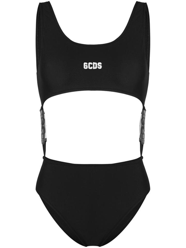 Gcds Logo Cut-out Swim Suit - Black