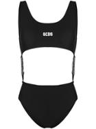 Gcds Logo Cut-out Swim Suit - Black