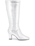 Les Petits Joueurs Metallic Leather Boots - Silver