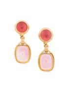 Chanel Vintage Branded Swing Earrings - Pink & Purple