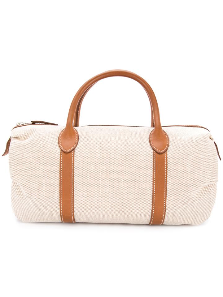 Hermès Vintage Toile Barrel Tote - Nude & Neutrals