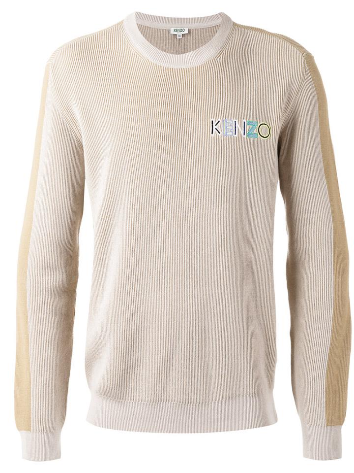 Kenzo Ribbed Logo Sweater, Men's, Size: Small, Nude/neutrals, Cotton