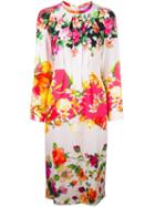 Blumarine Longsleeved Floral Print Dress, Women's, Size: 40, Nude/neutrals, Silk/spandex/elastane/viscose