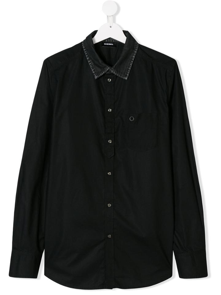 Diesel Kids Longsleeved Buttoned Up Shirt - Black