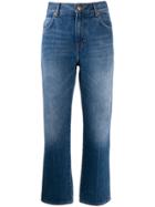 Victoria Victoria Beckham Embroidered Logo Cropped Jeans - Blue