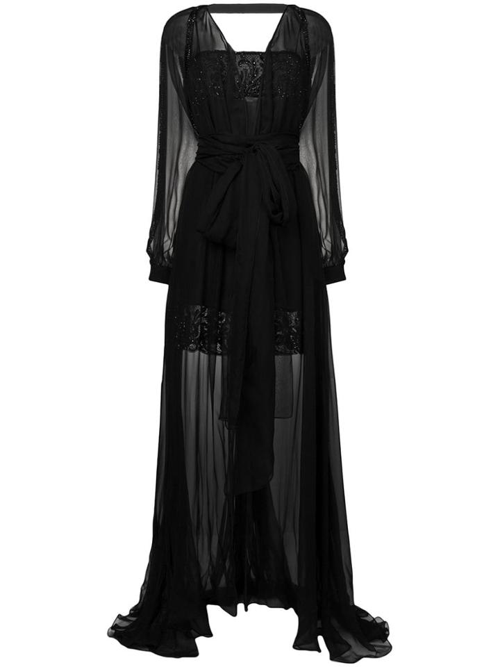 Versace Embroidered Layered Tulle Gown - Black