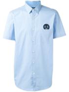 Fendi No Words Patch Shirt, Men's, Size: 42, Blue, Cotton/spandex/elastane/polyester