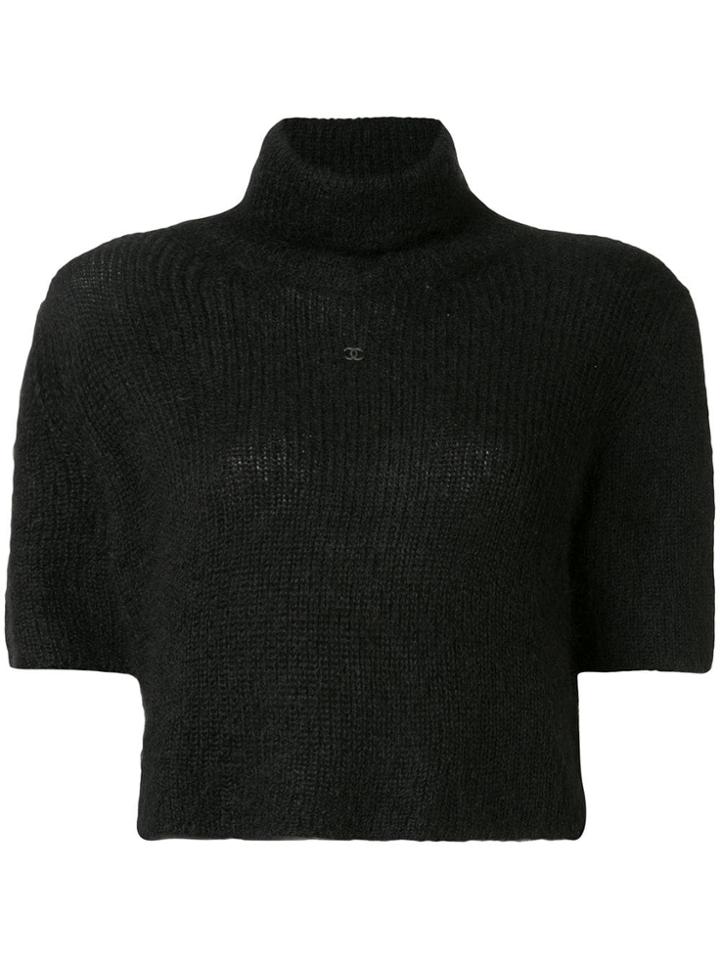 Chanel Pre-owned Cc Logos Short Sleeve Knit - Black