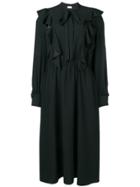 Giamba Ruffled Midi Dress - Black