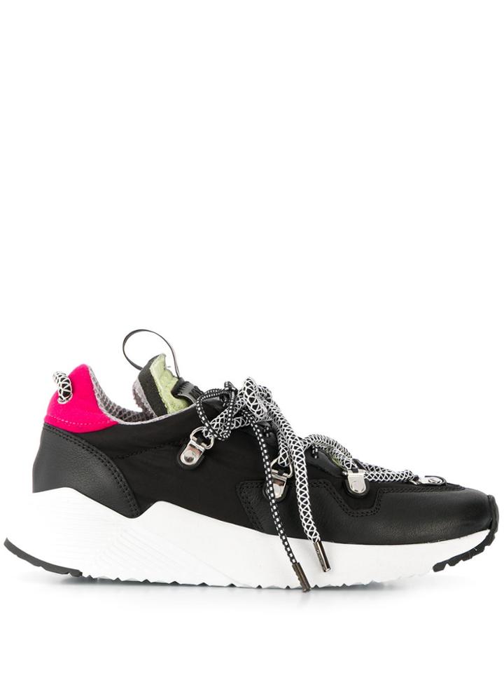 Grey Mer Contrasting Lace-up Sneakers - Black