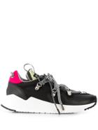 Grey Mer Contrasting Lace-up Sneakers - Black