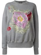 Alexander Mcqueen Floral Embroidered Sweatshirt, Women's, Size: 36, Grey, Cotton