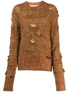 Mm6 Maison Margiela Deconstructed Cable Knit Jumper - Brown