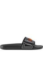 Gucci Gucci Logo Leather Slide Sandal - Black