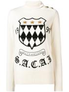 Sacai Logo Crest Turtleneck Sweater - White