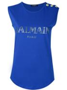 Balmain Logo T-shirt, Women's, Size: 34, Blue, Cotton