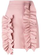 Msgm Ruffle Detail Skirt, Women's, Size: 40, Pink/purple, Polyester/viscose/spandex/elastane