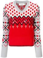 Coach Patterned Embellished Sweater - Red