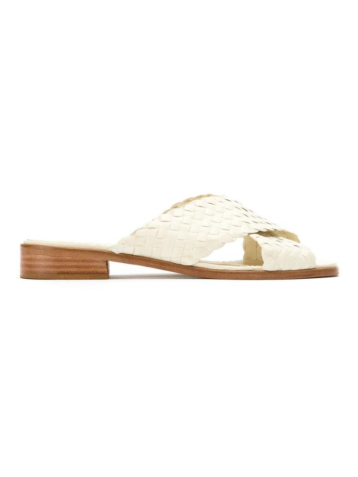 Sarah Chofakian Leather Flat Sandals - White