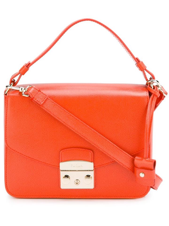 Furla Flap Opening Shoulder Bag, Women's, Yellow/orange, Leather