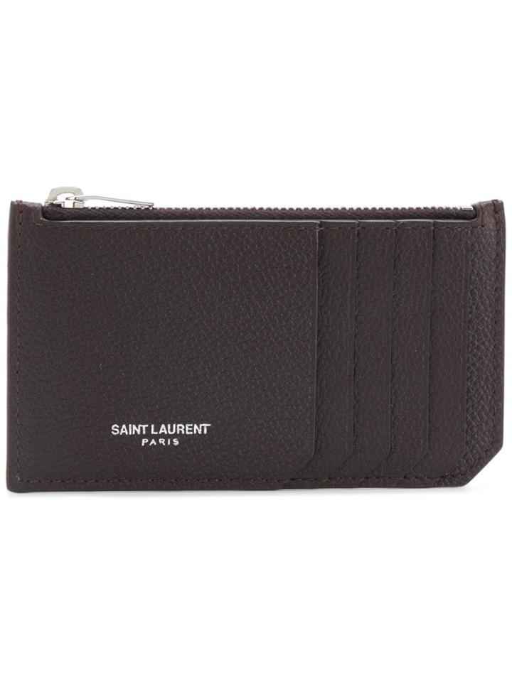 Saint Laurent Zipped Card Holder - Brown