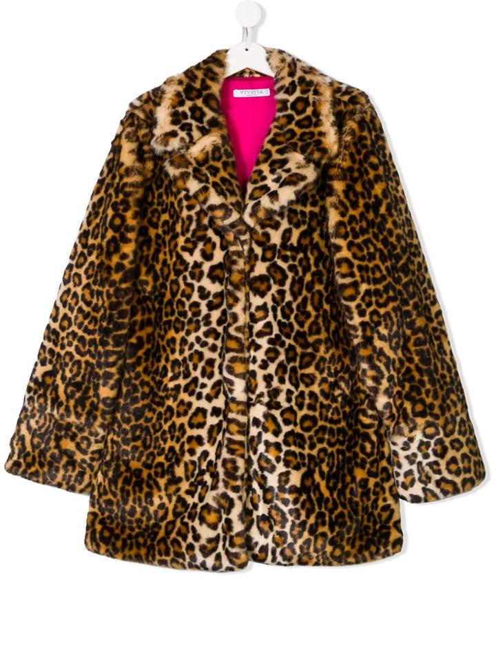 Vivetta Kids Teen Leopard Faux-fur Coat - Brown