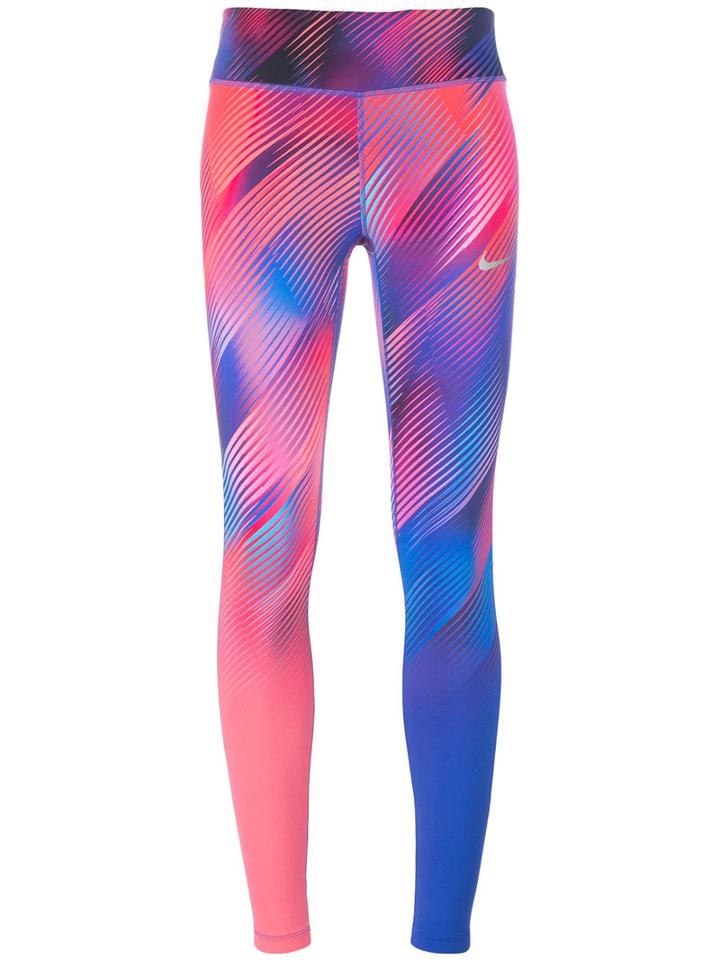Nike - Printed Leggings - Women - Nylon/spandex/elastane - L, Pink/purple