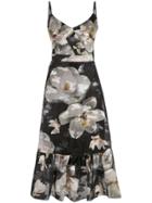Marchesa Notte Floral-print Sleeveless Dress - Black