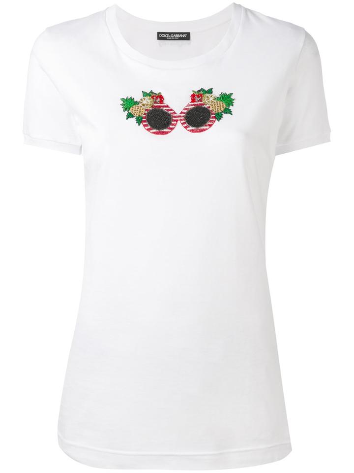 Dolce & Gabbana - Tropical Beaded Sunglasses T-shirt - Women - Cotton - 40, Women's, White, Cotton