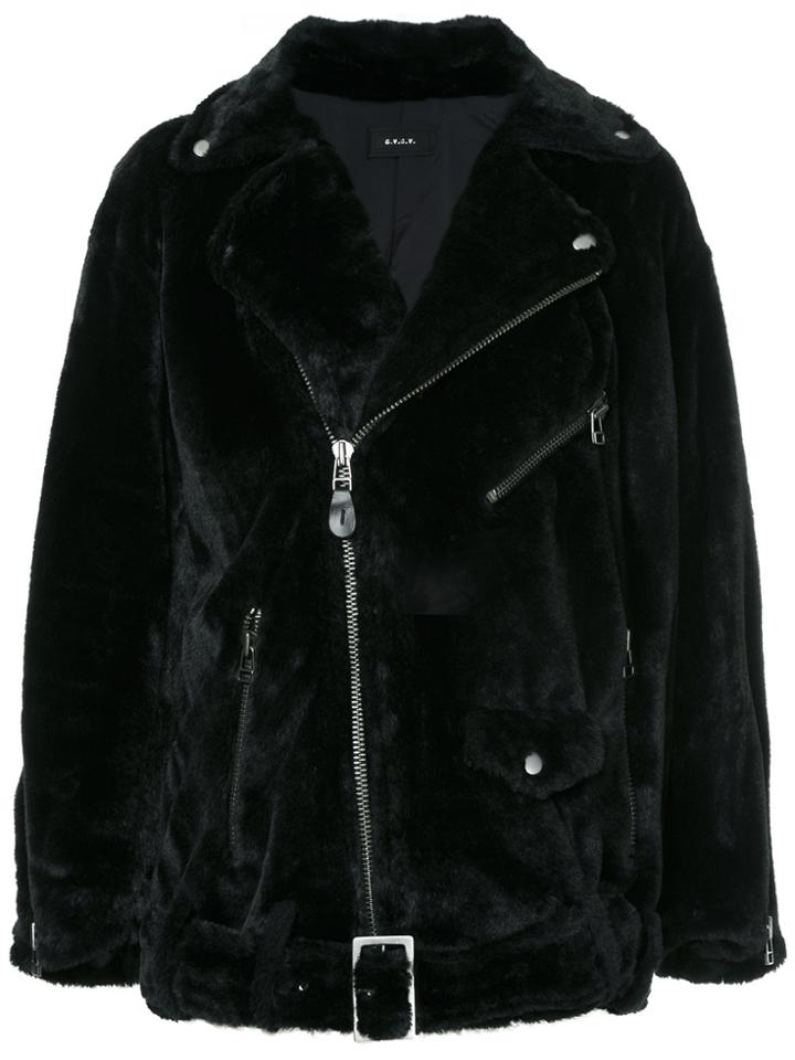 G.v.g.v. Faux Fur Biker Jacket - Black