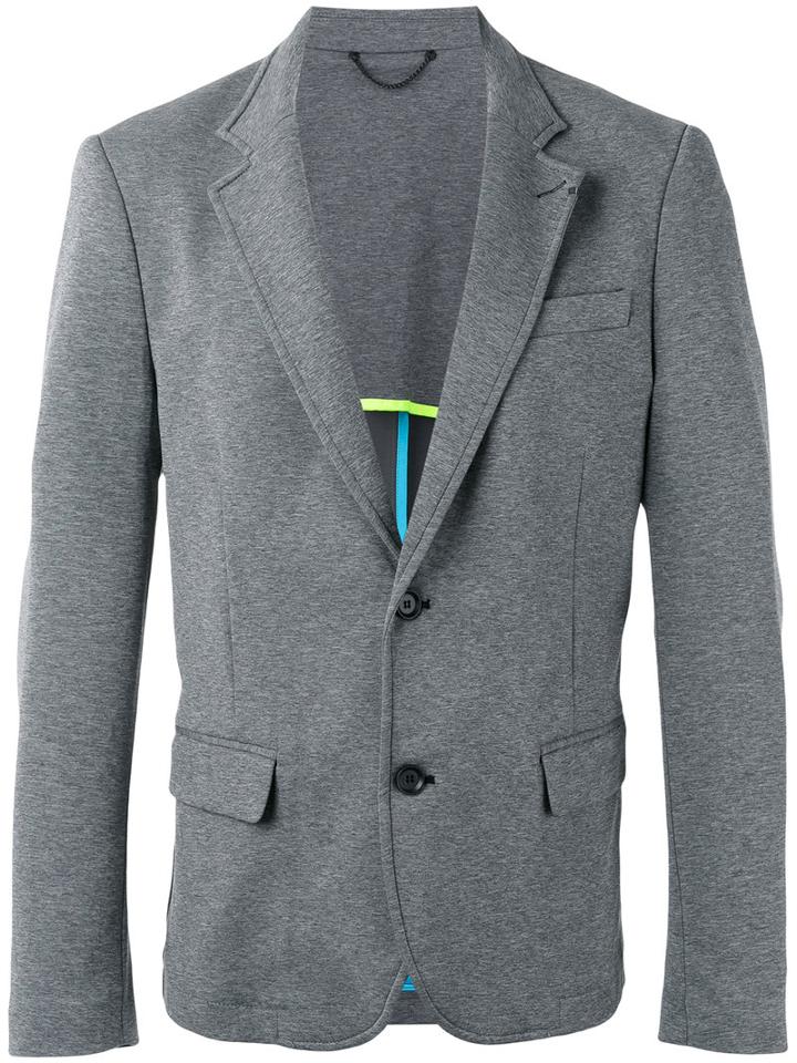 Diesel Button Up Blazer, Men's, Size: 46, Grey, Nylon/cotton/spandex/elastane/polyester