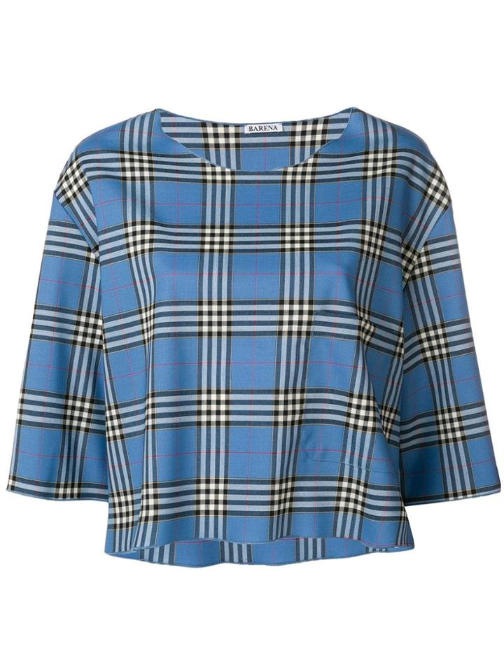 Barena Checked Half Sleeve Tee - Blue