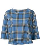 Barena Checked Half Sleeve Tee - Blue