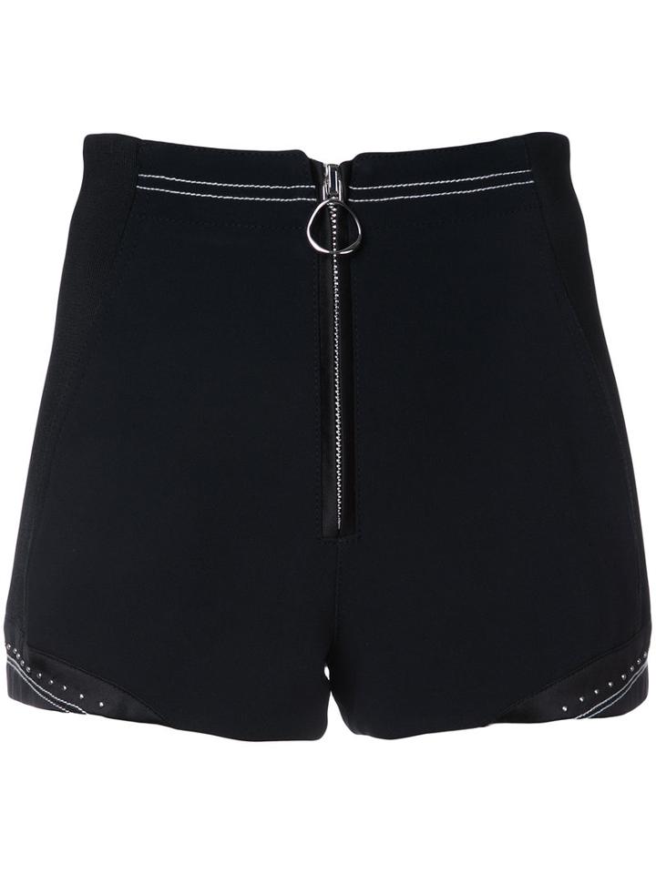 3.1 Phillip Lim - Zip Front Shorts - Women - Spandex/elastane/acetate/viscose - 2, Black, Spandex/elastane/acetate/viscose