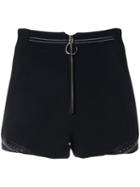 3.1 Phillip Lim - Zip Front Shorts - Women - Spandex/elastane/acetate/viscose - 2, Black, Spandex/elastane/acetate/viscose