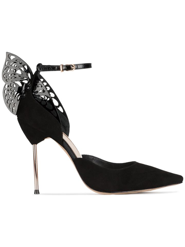 Sophia Webster Black Suede Flutura Ankle Strap 115 Heels