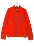 Armani Junior Logo Zip Up Sweatshirt - Red