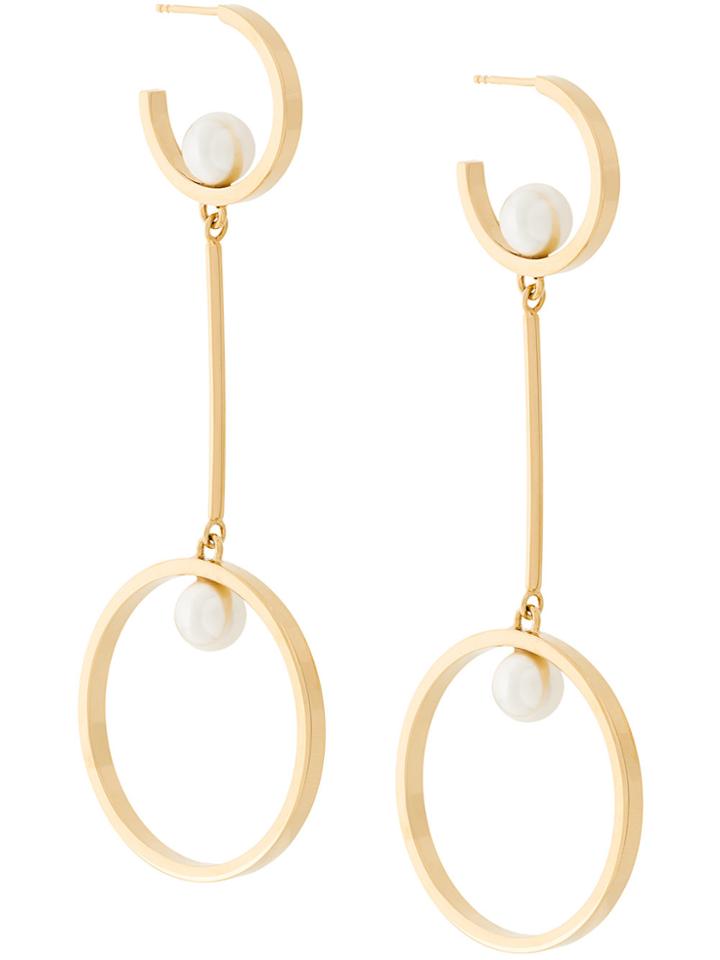 Chloé Circular Drop Pendant Earrings - Metallic