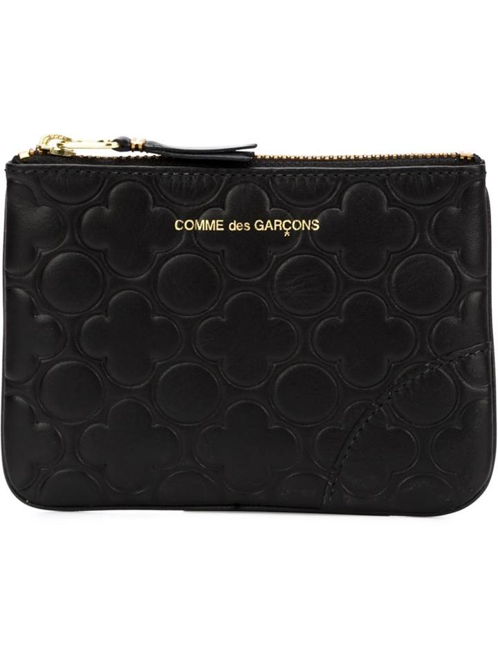 Comme Des Garçons Embossed Zip Pouch, Women's, Black, Leather