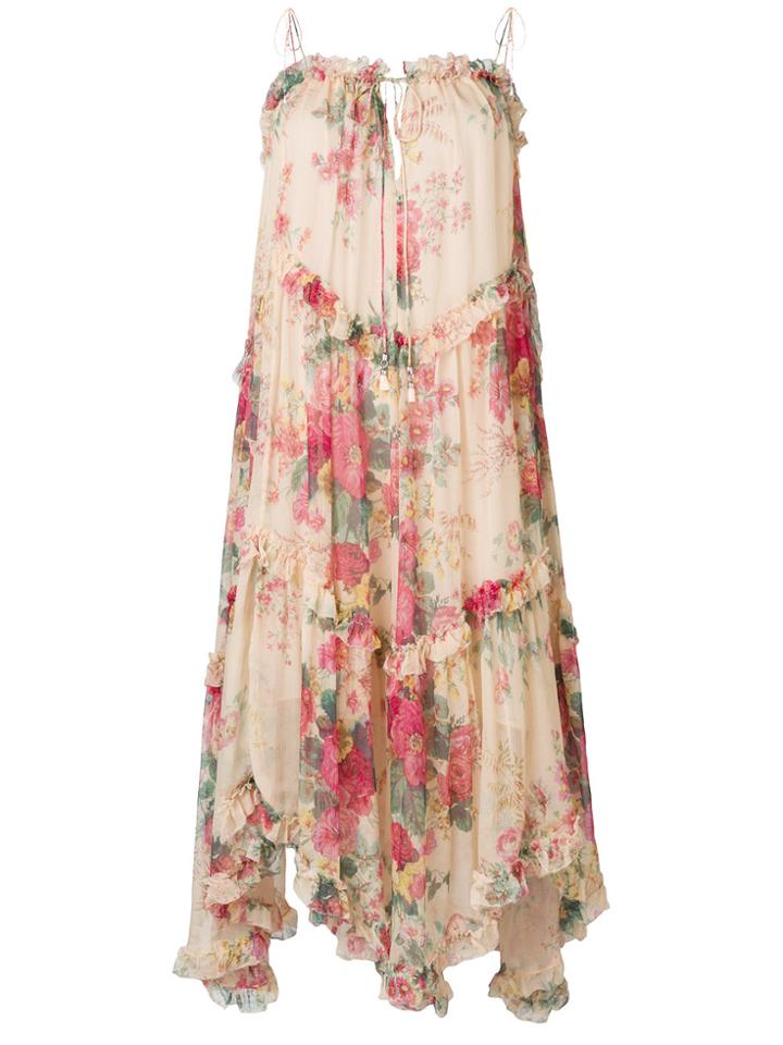 Zimmermann Floral Midi Dress - Nude & Neutrals