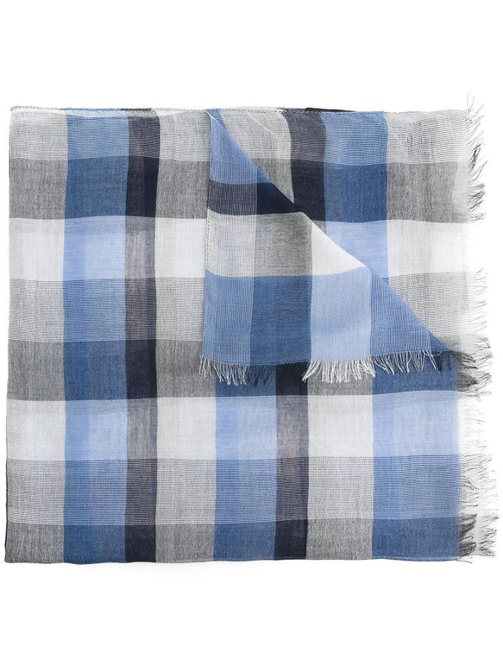 Cerruti 1881 Checked Scarf, Men's, Blue, Cotton/modal/viscose