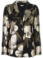 P.a.r.o.s.h. Floral Detail Blazer, Women's, Size: Large, Black, Cotton/polyester/polyamide/viscose