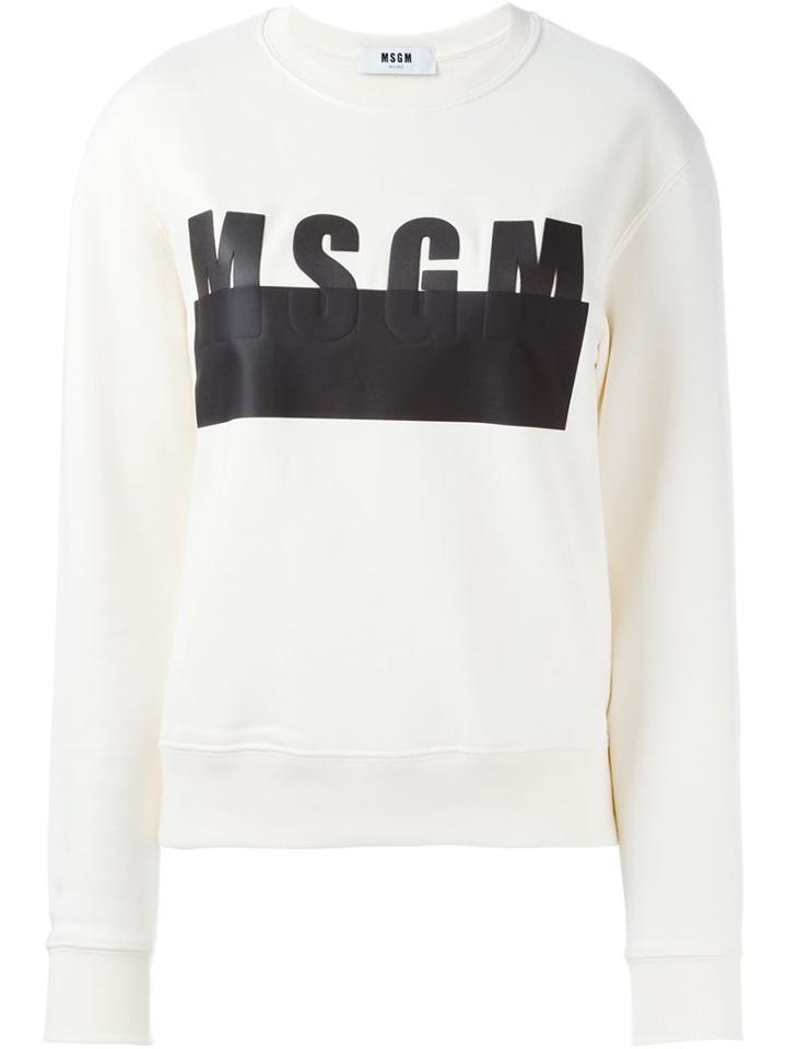 Msgm Logo Print Sweatshirt, Women's, Size: Large, Nude/neutrals, Cotton