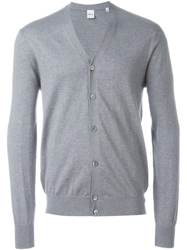Aspesi V-neck Buttoned Cardigan - Grey