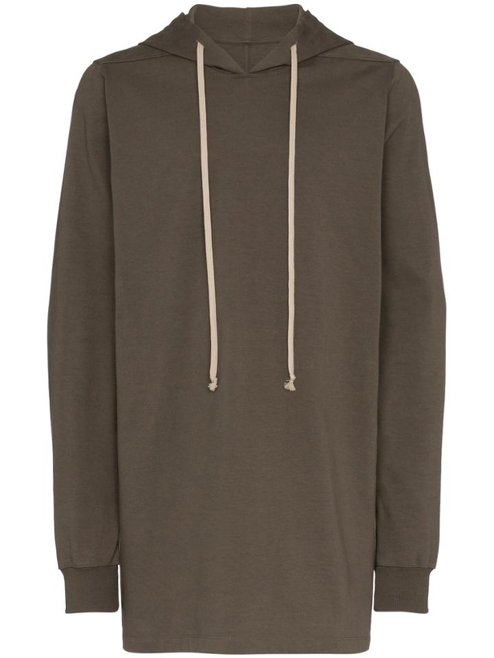 Rick Owens Dark Dust Drawstring Cotton Hoodie - Green