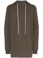 Rick Owens Dark Dust Drawstring Cotton Hoodie - Green