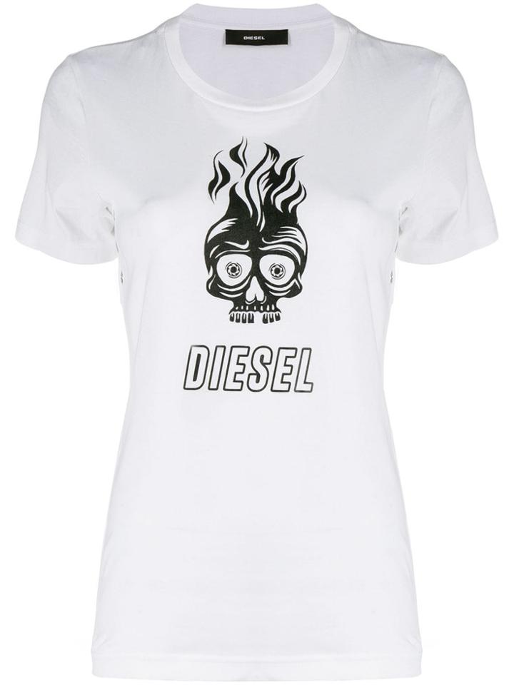 Diesel Skull Print T-shirt - White
